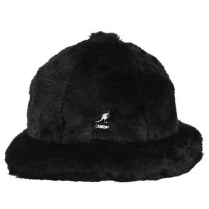 NEW Kangol Faux Fur Casual Bucket Hat - Black/XL